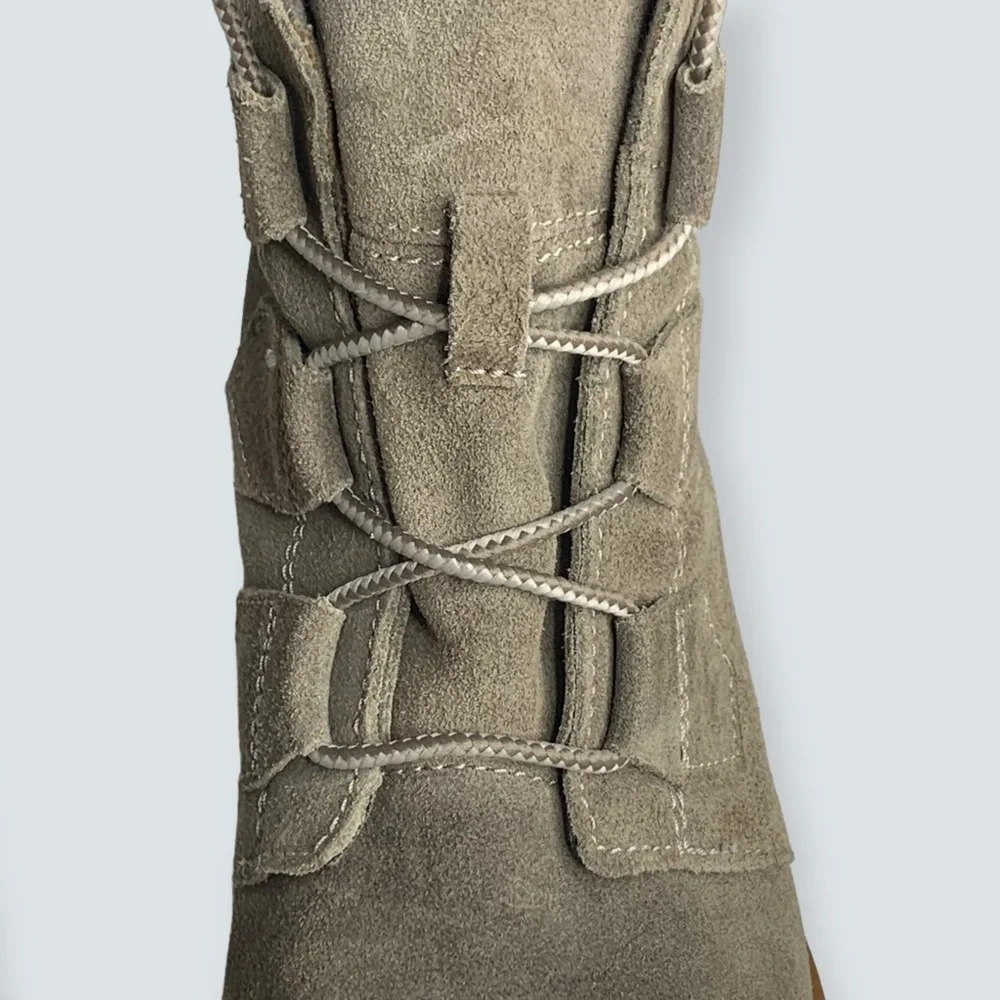 Sorel Wedges in Taupe Suede with Gum Soles